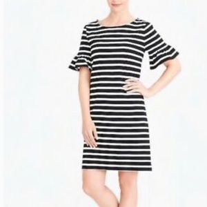 J. Crew Striped Ruffle Sleeve Cotton Sheath Dress